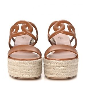 Hermes Nappa Epopee Espadrille Wedge Sandals size 38